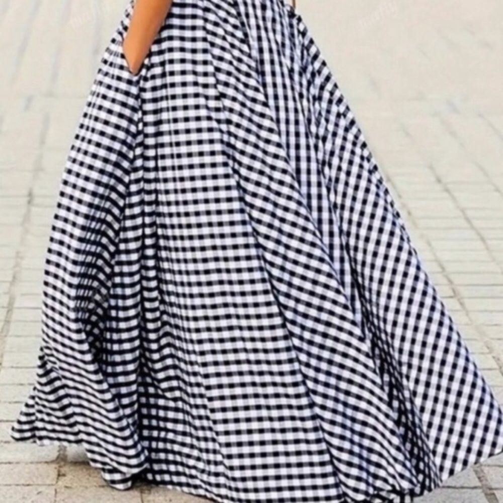 Classic Gingham High Waisted Flowy Maxi Skirt NEW - Picture 3 of 5
